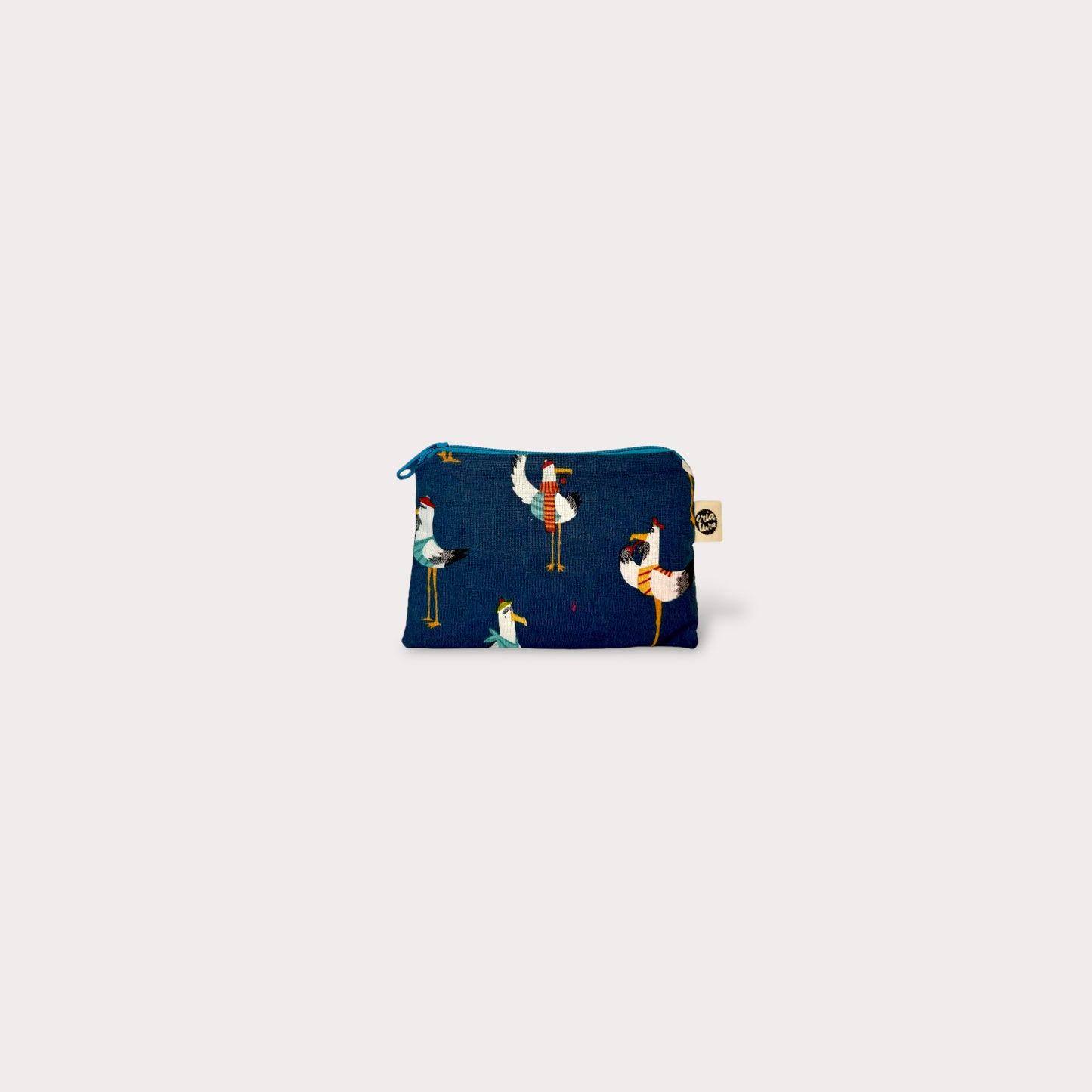 Coin Purse . Crazy Seagulls. Fabric