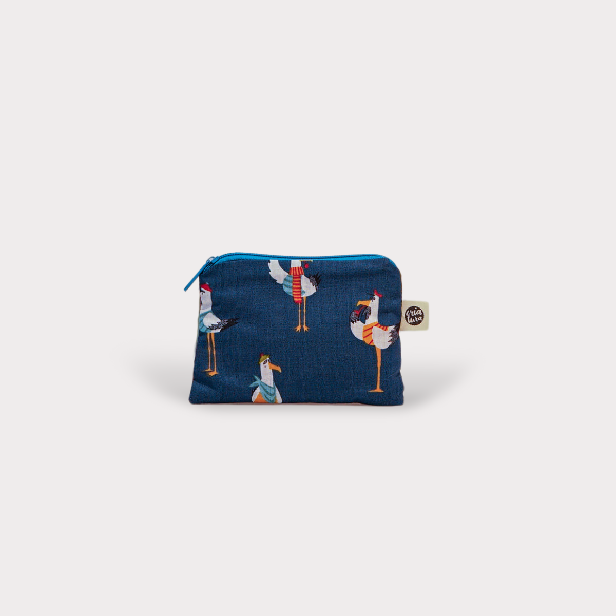 Coin Purse . Crazy Seagulls. Fabric
