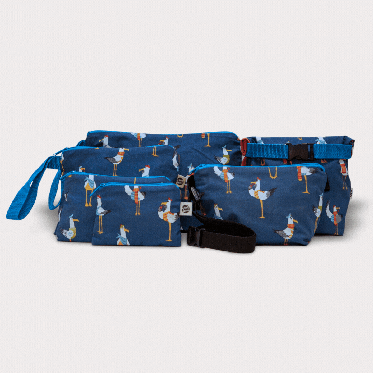 Bikini Bag . Crazy Seagulls. Fabric
