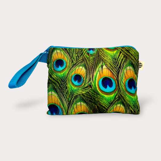Large Pouch . Peacock. Fabric