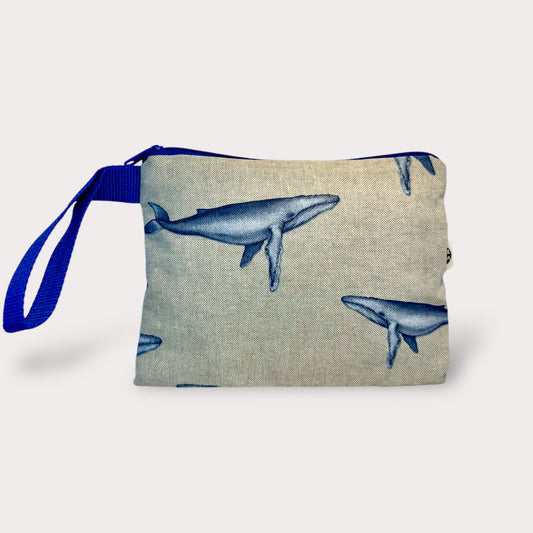 Large Pouch . Whales. Fabric