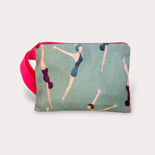 Large Pouch . High Diver. Green. Fabric